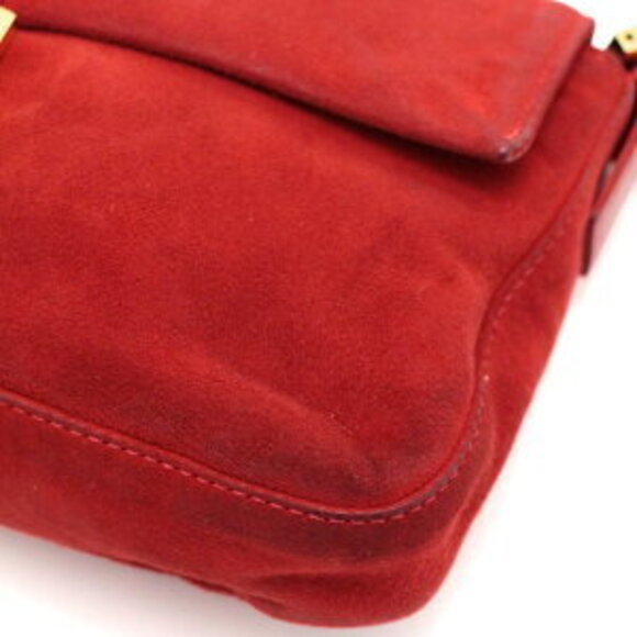 Fendi Mamma Bucket Shoulder Bag Red Suede - Picture 3 of 6